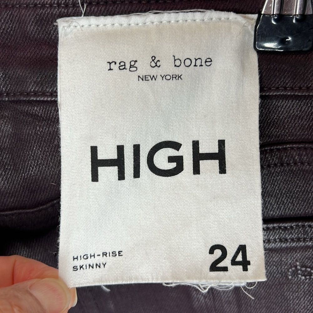 Rag & Bone Nina High Rise Skinny in Coated Plum Size 24 NWT - Picture 6 of 16